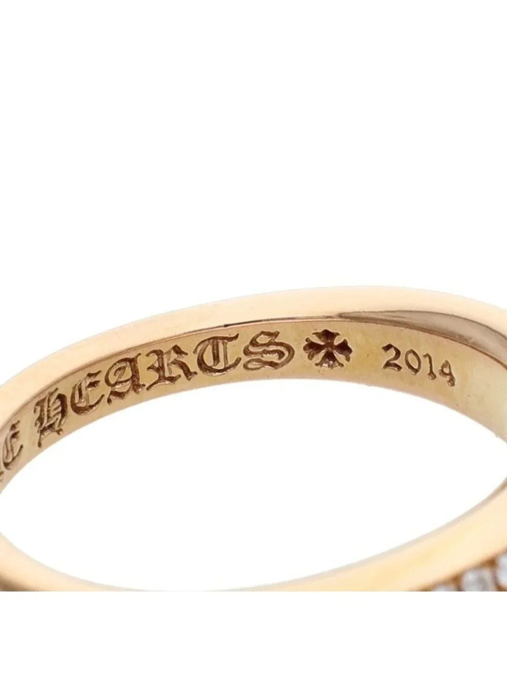Chrome Hearts P D Baby Classic Flarenie Pave Diamond Gold Ring